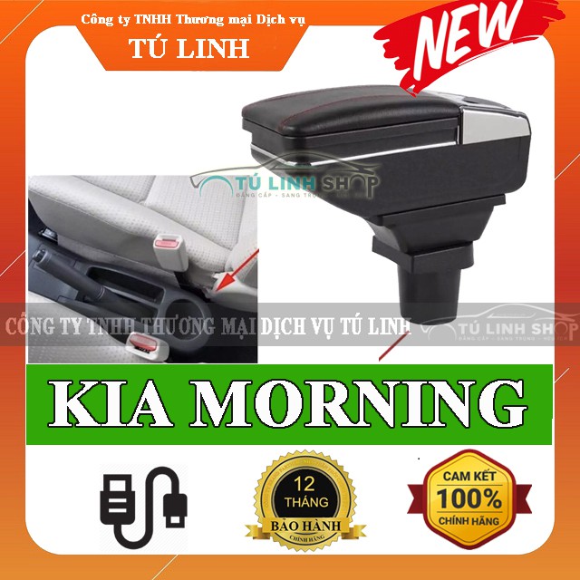 Hộp tỳ tay xe KIA MORNING cao cấp tích hợp 7 cổng sạc USB - Bảo hành 12 tháng