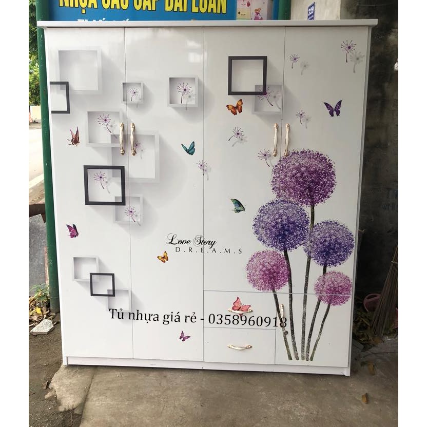 Tủ nhựa Đài Loan - FREESHIP tủ quần áo nhựa 4 cánh Đài Loan màu Trắng  hồng  xanh dương  vân gỗ óc chó  vân gỗ | BigBuy360 - bigbuy360.vn