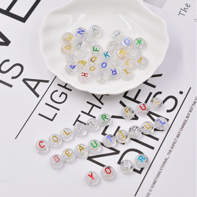 Bộ 30 Hạt Xâu Chuỗi Hình Chữ Cái 10mm