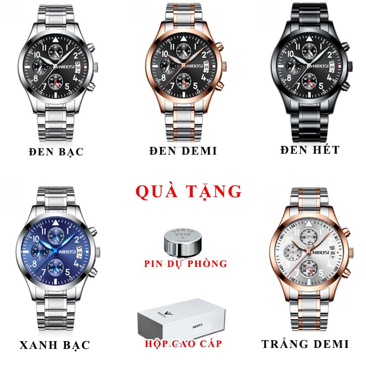 ĐỒNG HỒ NAM NIBOSI 2303 FULLBOX DÂY THÉP CAO CẤP - CHẠY FULL 6 KIM | BigBuy360 - bigbuy360.vn
