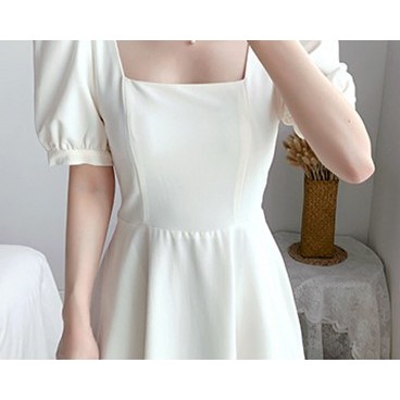 Đầm trắng dự tiệc cổ vuông vintage, Váy dài trắng ulzzang Hàn Quốc - Peyy Clothing