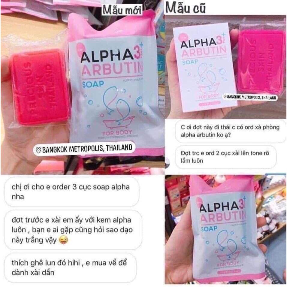 Soap xà phòng Body Alpha Arbutin 3+ Plus Thái Lan tắm trắng, sáng da bánh 80g - CO182