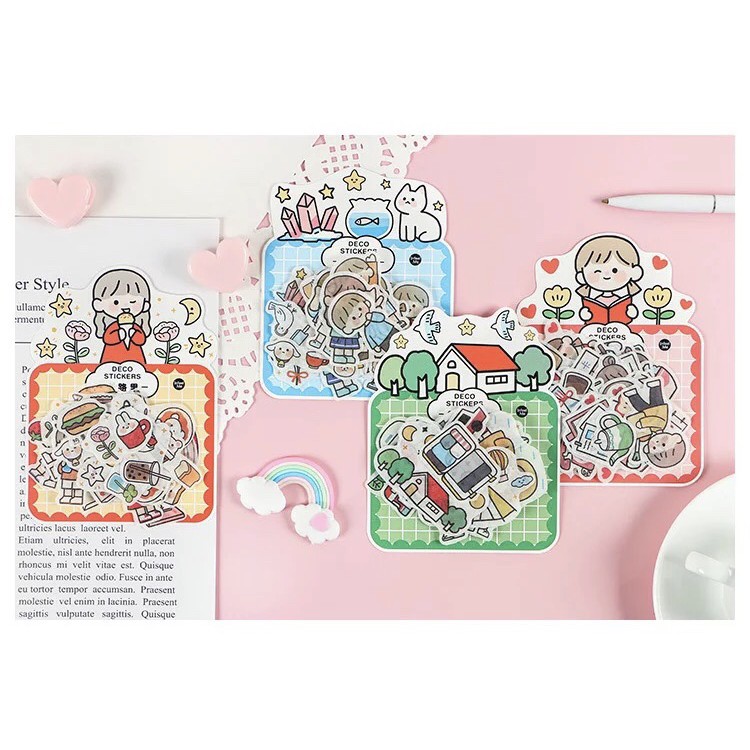 Sticker túi hình chibi loại 40 miếng