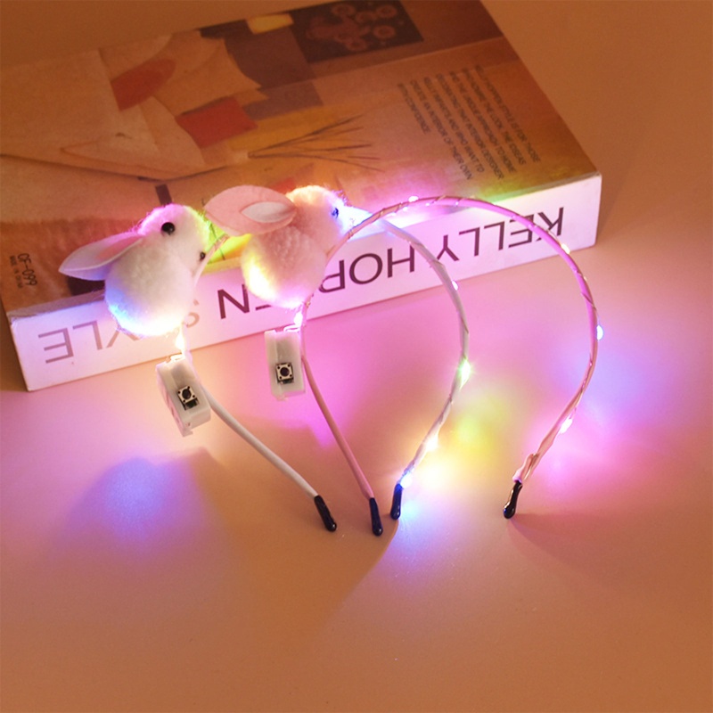 Cài Tóc Hình Tai Thỏ Có Đèn Phát Sáng Dễ Thương