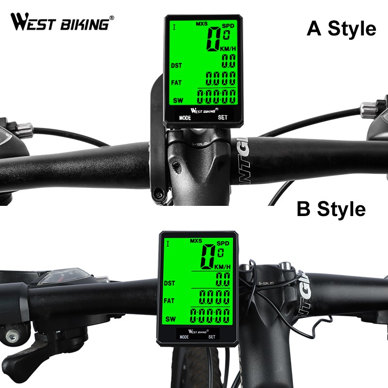 Đồng hồ đo tốc độ WEST BIKING chống thấm nước chuyên dụng cho xe đạp tùy chọn có dây hoặc không dây