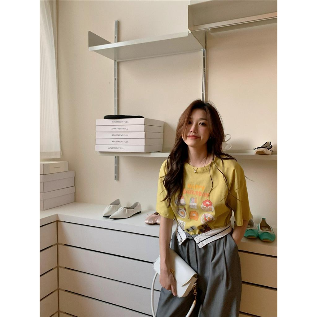 Áo Thun Cotton Cổ Tròn Ngắn Tay In Chữ Thời Trang Cá Tính 61828