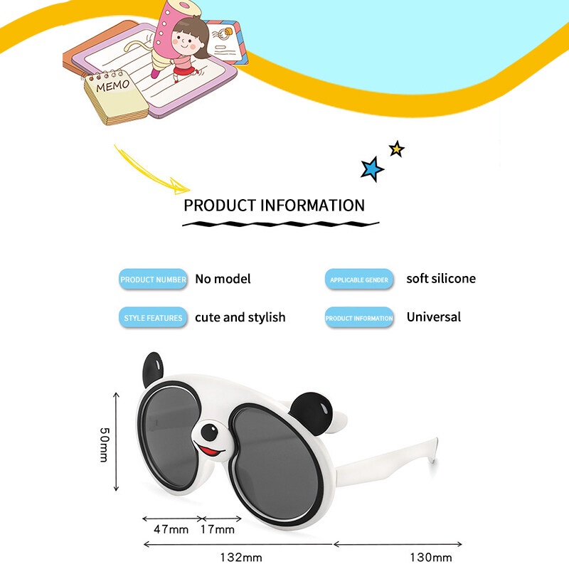 Kính Mát Phân Cực Hình Gấu Trúc Hoạt Hình Bằng Silicone Cho Bé 4-12 Tuổi