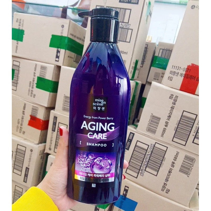 LẺ 1 DẦU GỘI - DẦU XẢ NGĂN RỤNG TÓC, KÍCH THÍCH MỌC TÓC, LÀM DÀY TÓC MISE EN SCENE TÍM AGING CARE 680ML