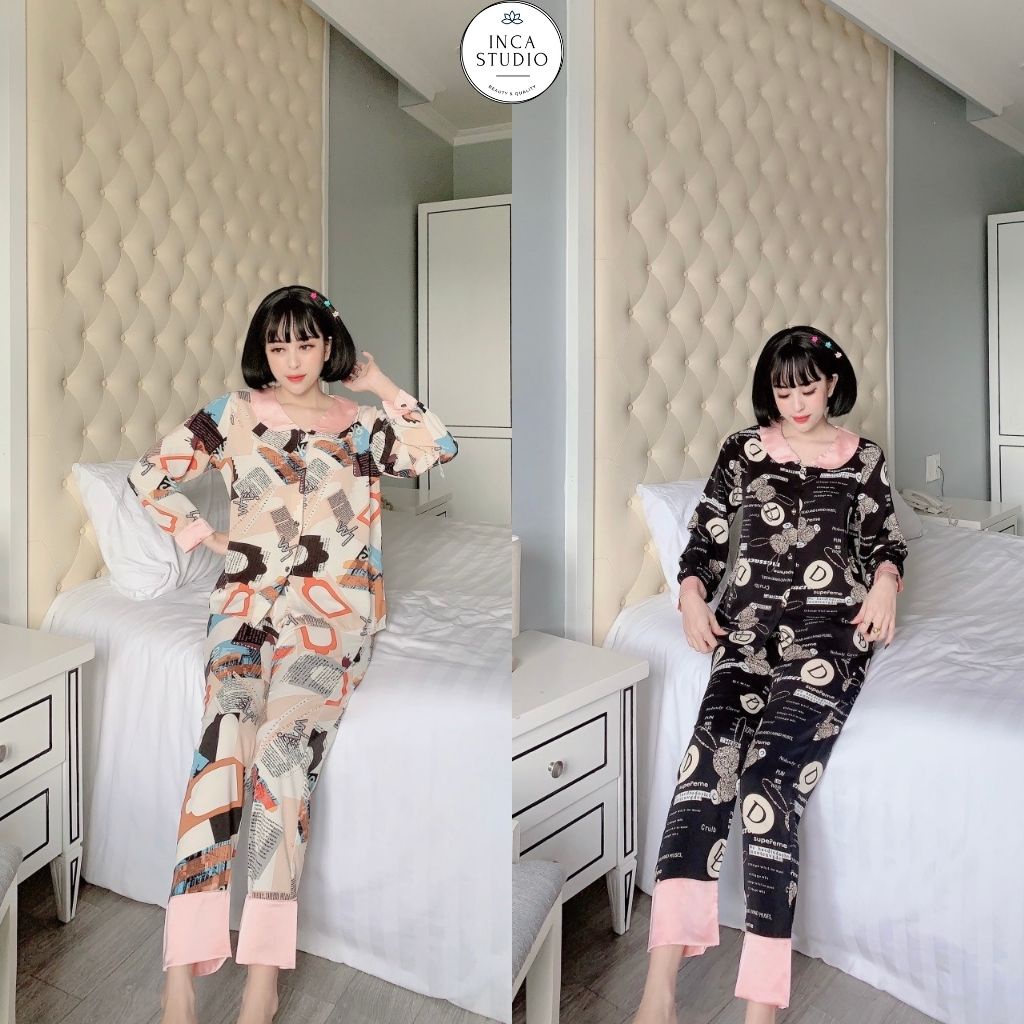 (Xả kho Loai 1- Có size) Đồ ngủ Pyjama lụa Mango cao cấp INCA 16- Chất Lụa thoáng mát, họa tiết siêu xinh