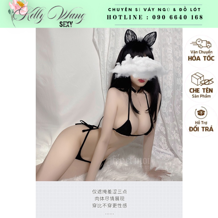 BK029 Bộ đồ lót lọt khe bikini hai mảnh bốc lửa vải lụa mềm - KELLY WANG