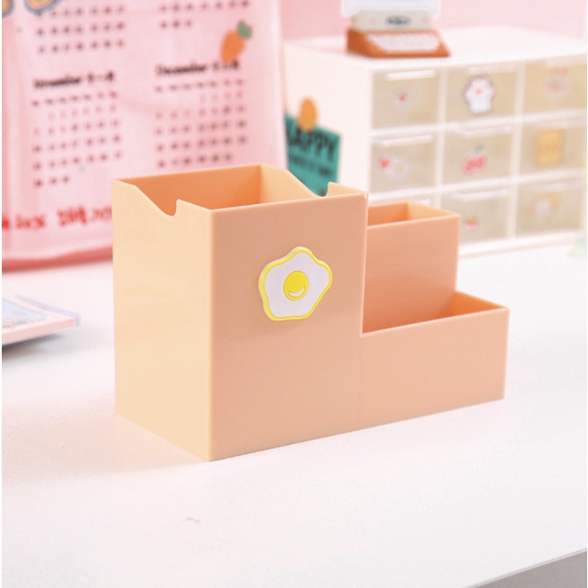 Khay Đựng Bút 3 Ngăn Hoạ Tiết Dễ Thương/ Kệ Đựng Mỹ Phẩm Đồ Trang Điểm H194