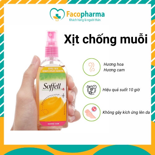 Chai Xịt Chống Muỗi Đuổi Muỗi Soffell Chính Hãng 80ml Hương Hoa Hương Cam An Toàn Dịu Nhẹ