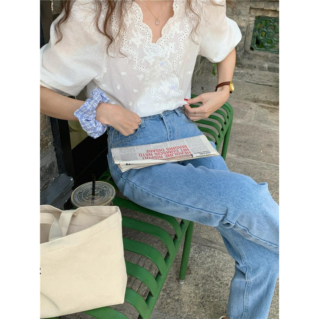 Áo Sơ Mi Ren Thêu Hoa Phong Cách Hàn Quốc Thời Trang Cho Nữ 42759