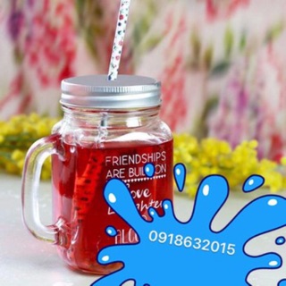 Combo 10 Ly trà sữa nắp đậy có quai, cốc mason 400ml