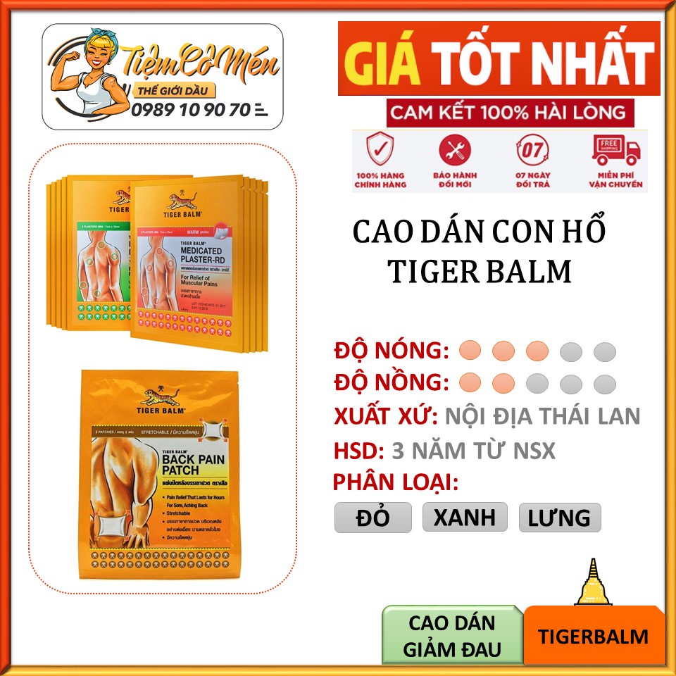 [Nội địa Thái] Cao Dán Con Hổ Thái Lan Đủ Size - Tiger Balm Medicated Plaster- RD Warm & Cool & Back Patch