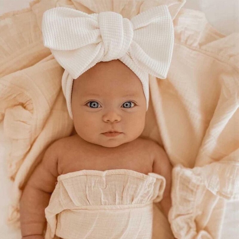 Băng Đô Nơ Cài Tóc Màu Trơn Dễ Thương Cho Bé