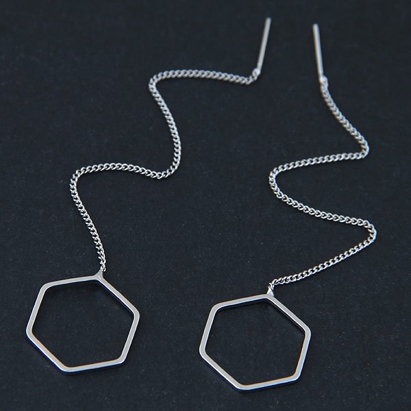 khuyên xỏ dây xích lục giác phong cách hàn quốc