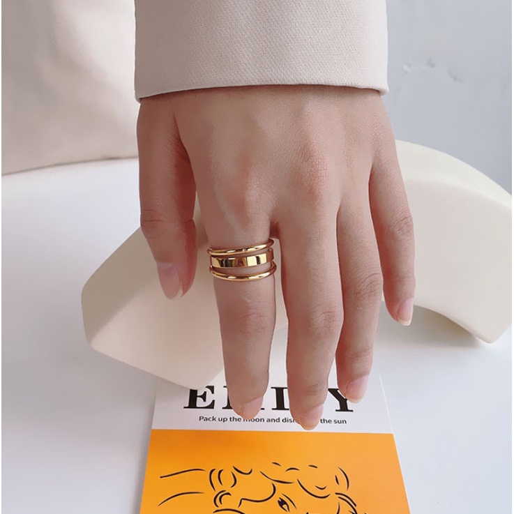 Nhẫn Nữ Cá Tính 3 Lớp Titan Ko Đen TT 4336