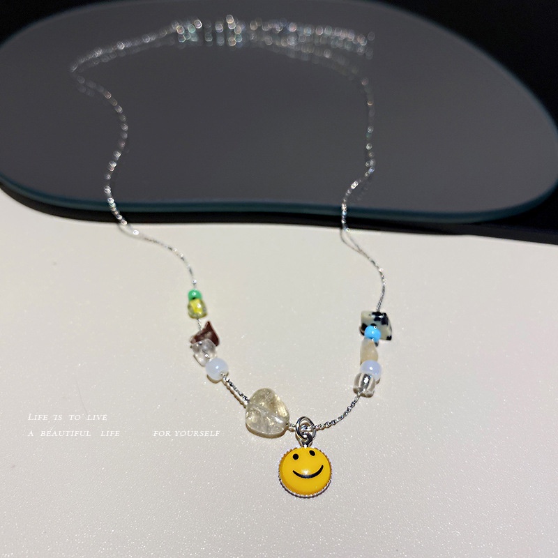 Dây Chuyền Mặt Cười Đính Đá Nhiều Màu Sắc Phong Cách Hàn Quốc Thời Trang 19A1174