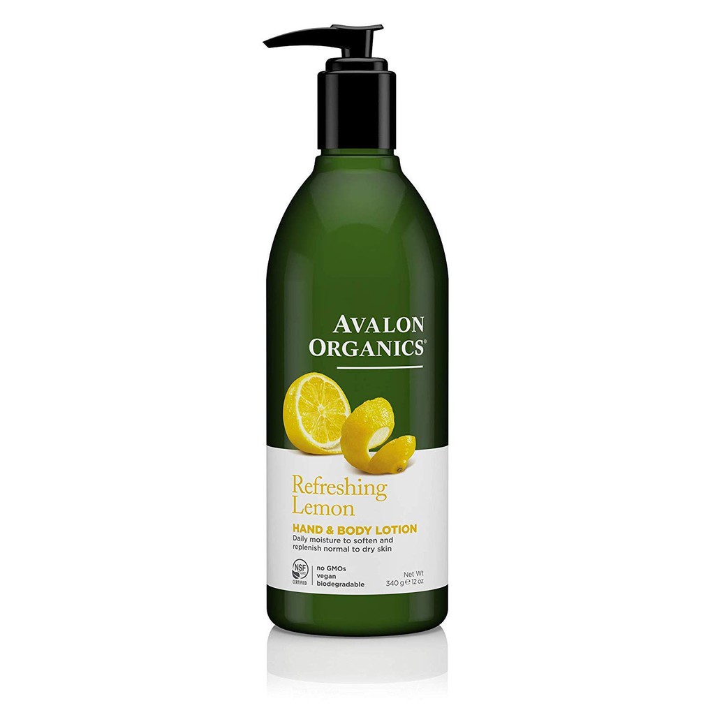 Dưỡng thể hương chanh dưỡng ẩm cơ thể &amp; tay Avalon Organics Hand &amp; Body Lotion Refreshing Lemon 340g (Mỹ)