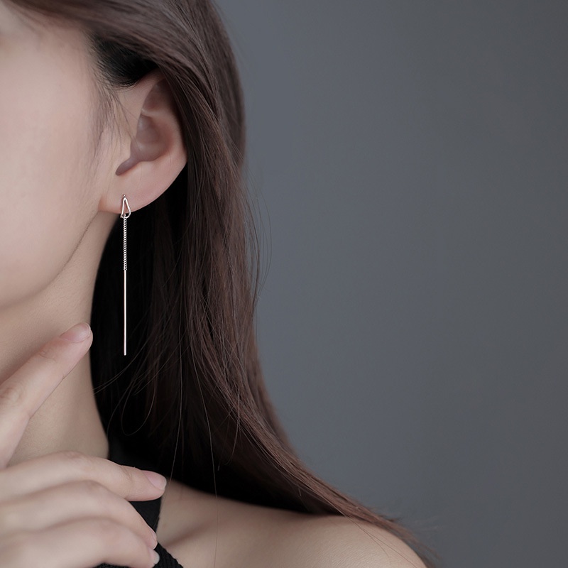 Ahellogirl Khuyên tai dài hình giọt nước đơn giản phong cách thời trang Hàn Quốc cho nữ