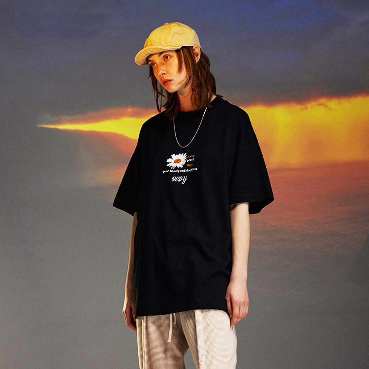 Áo thun unisex cổ tròn tay ngắn hoạ tiết hoa LOWKEY đẹp K0019 - Nhiều màu trắng đen kem hồng xanh