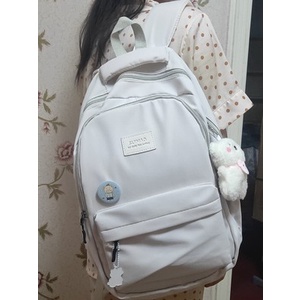 Balo nữ nhiều ngăn, form to, chống nước phong cách basic kèm sticker