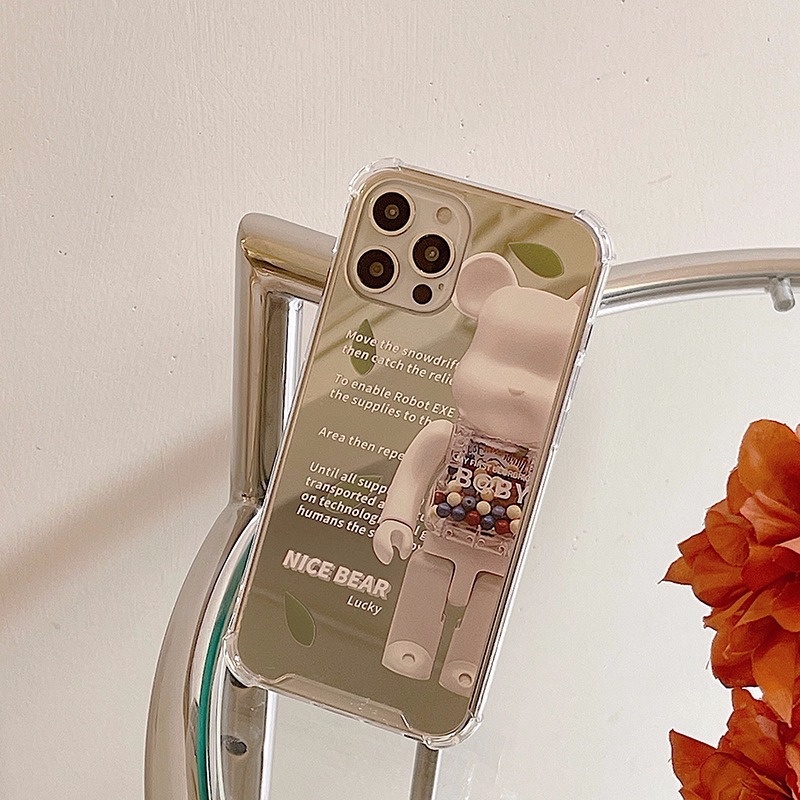 Ốp điện thoại mặt gương họa tiết khối lắp ráp cho iPhone13 ProMax 11 12