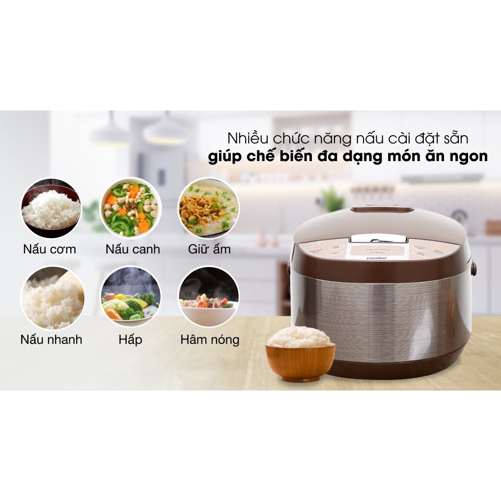 Nồi cơm điện tử Comfee 1.8 lít (CR-FD1820C)- (CR-FD1820B)-Công suất 860W Lòng nồi dày 2 mm Hợp kim nhôm phủ chống dính