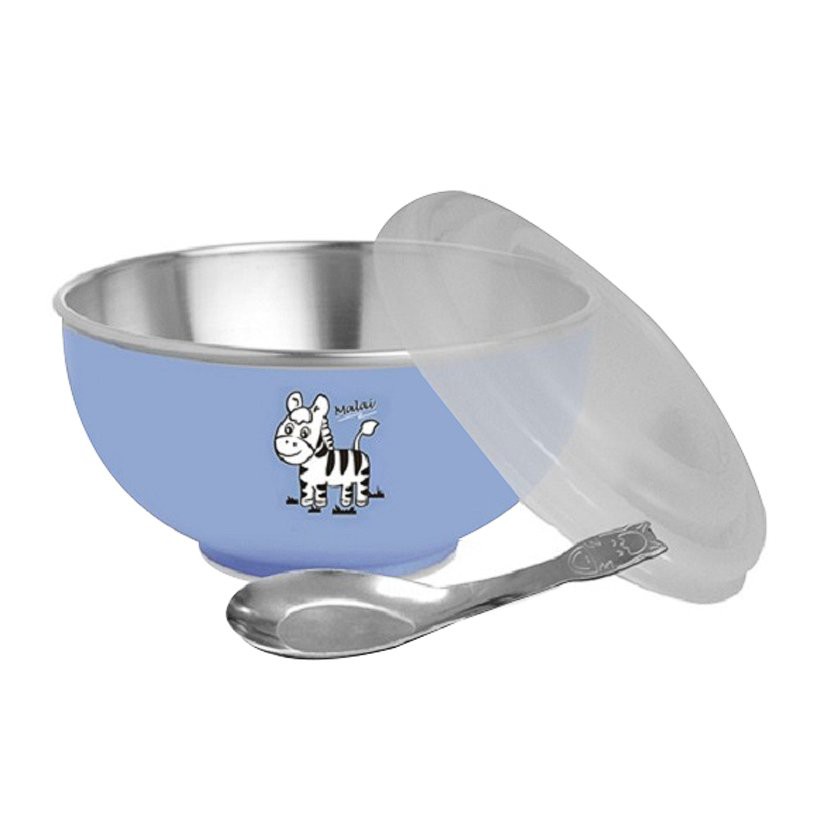 Bát  inox cách nhiệt hai lớp Zebra Kiddy & muỗng - 184202