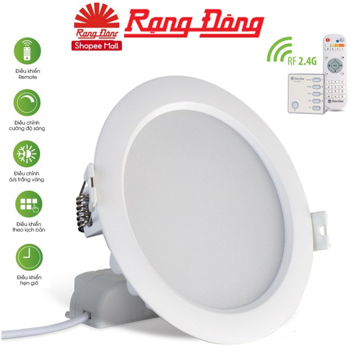 Đèn LED Downlight âm trần RF remote 7W Rạng Đông AT16L 90/7W.RF, Vỏ nhôm đúc