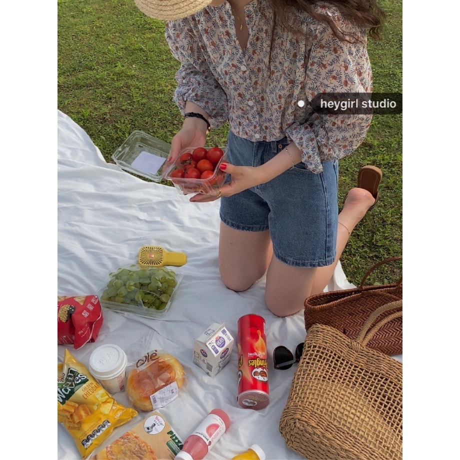 SUXI Áo Sơ Mi Tay Dài Họa Tiết Hoa Thời Trang Hàn Quốc Cho Nữ