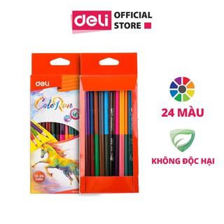 Bút chì màu 2 đầu Deli EC00520  - Hộp giấy 24 màu / Hộp