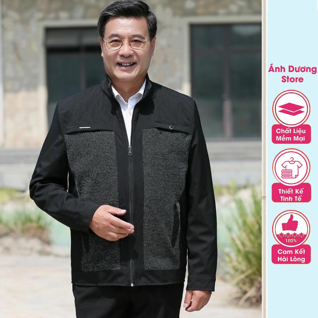 Áo Khoác Nam Lót Lông Ấm Cho Người Già Sang Trọng Lịch Sự