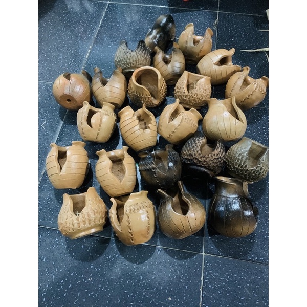 Chậu lu xẻ trồng sen đá 8-10cm