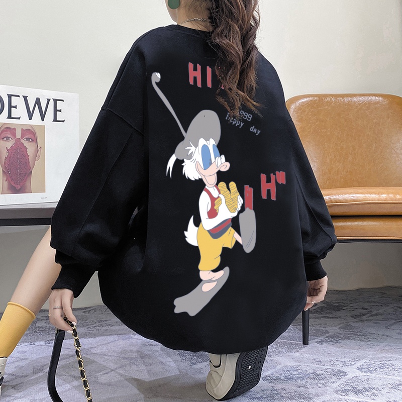 NRVP Áo Thun Nữ Dài Tay Dáng Rộng In Hình Phong Cách Hàn Quốc Mới