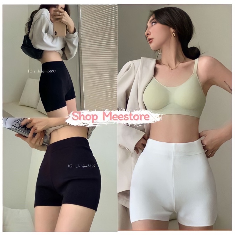 Quần Legging Đùi MEESTORE Nữ - Short Biker Thun Tăm Body Yoga Gym Phong Cách Thể Thao Cá Tính