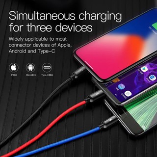 Cáp sạc 3 đầu Baseus Micro/Lightning/TypeC (Truyền được dữ liệu IP) - Chính hãng
