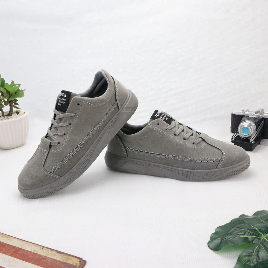 ĐẲNG CẤP TT Giày sneaker nam full xám kiểu da lộn DD390 Shop ĐỊCH ĐỊCH &