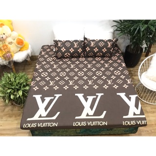 Bộ Ga Gối 3 Món Cottong Poly - LV Nâu
