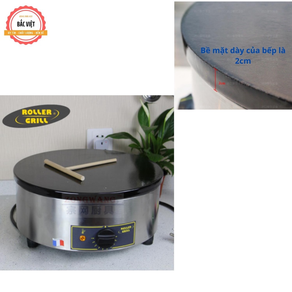 Máy làm bánh crepe Roller Grill CFE 400 tròn điện Pháp mặt gang tráng men siêu bóng - Bảo hành 12 tháng