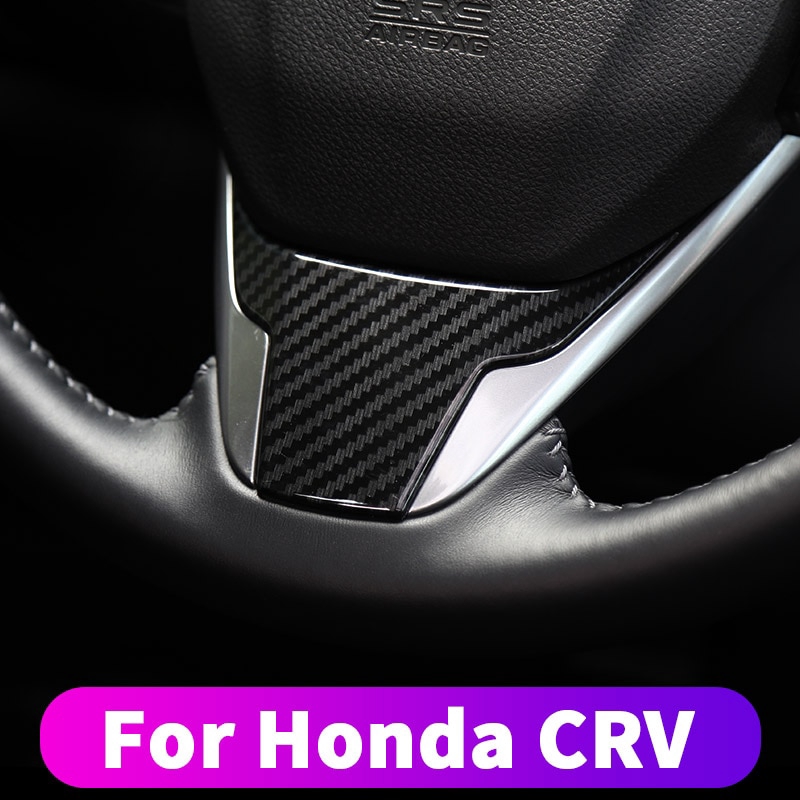 Miếng dán trang trí vô lăng xe hơi bằng ABS họa tiết sợi carbon cho Honda CRV CR-V 2017 2018 2019 2020