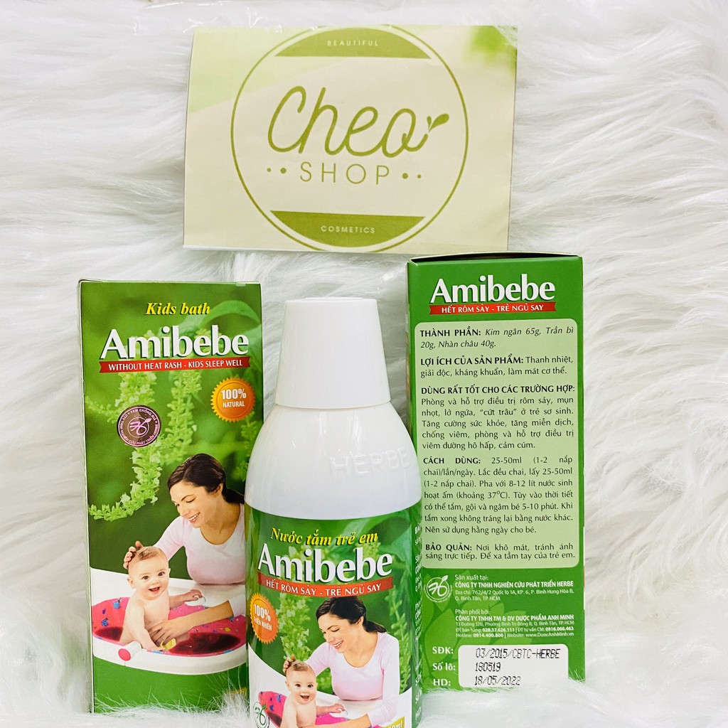 Nước tắm thảo mộc Amibebe 250ml