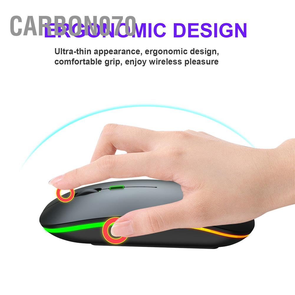Carbon070 HXSJ Wireless Mouse Rechargeable for Windows/XP/Vista/Me 2.4G Colorful Light Office Supply M40