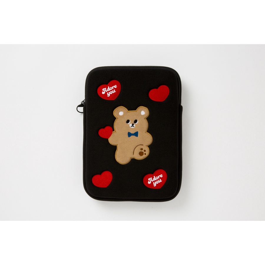 Túi Đựng Máy Tính Bảng ARTBOX Hàn Quốc Màu Đen Họa Tiết Chú Gấu Bear Và Trái Tim Đáng Yêu 11 Inch