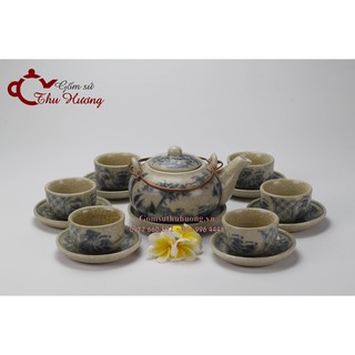 Bộ ấm chén men rạn giả cổ_Bộ bình trà Bát Tràng dáng Nhật