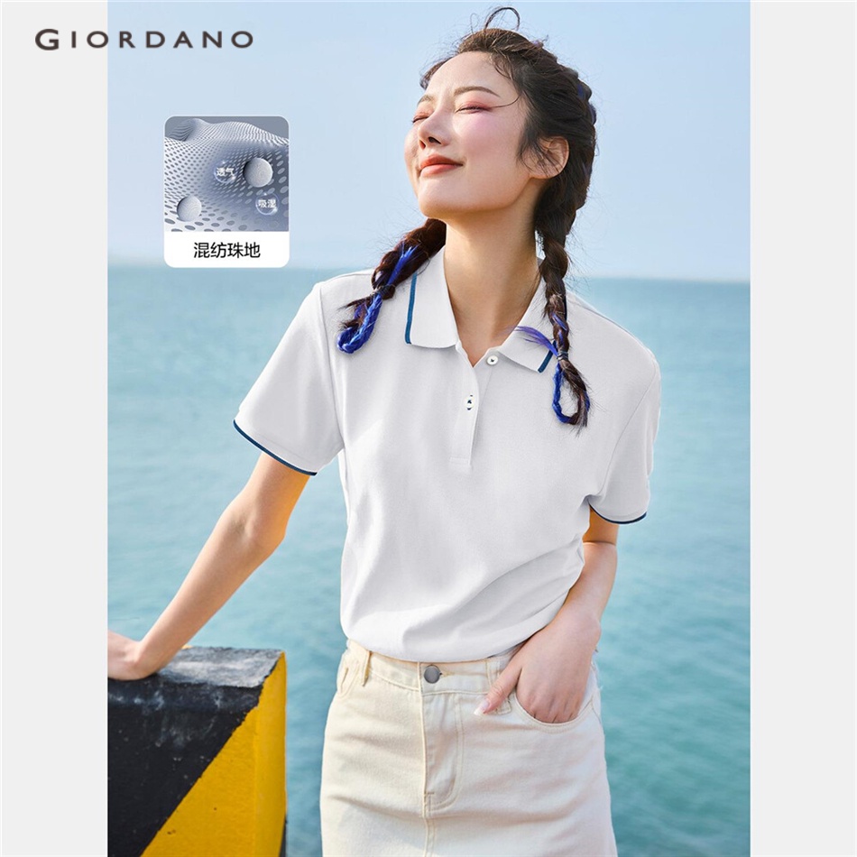 Áo polo GIORDANO 05311399 vải pique thời trang dành cho nữ