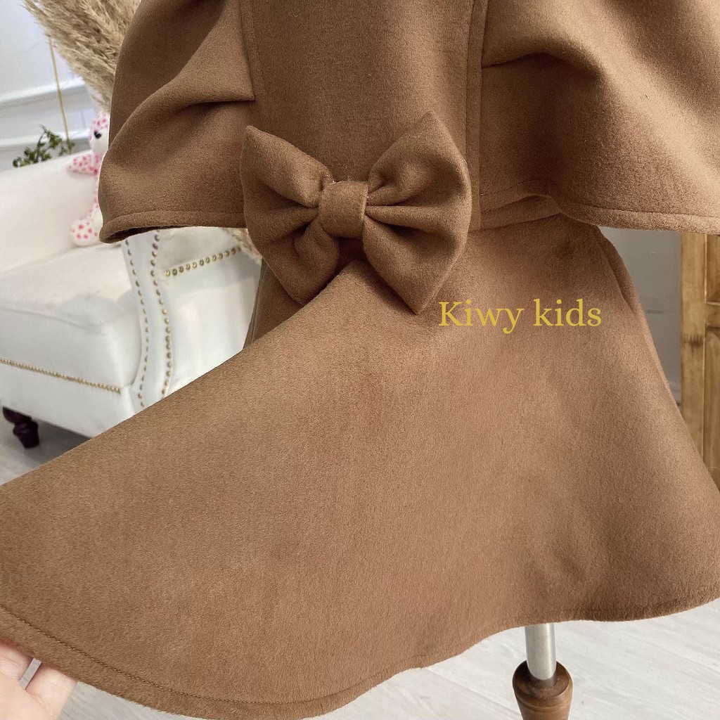 Set váy dạ bé gái KIWY KIDS kèm mũ nồi phong cách quý cô Paris Kids48 cho bé từ 1 đến 3 tuổi