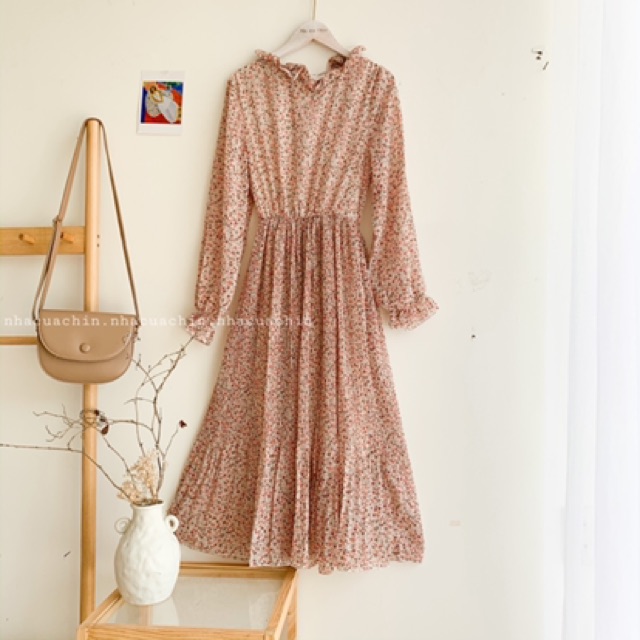 Đầm hoa nhí vintage dáng dài( ảnh shop chụp)