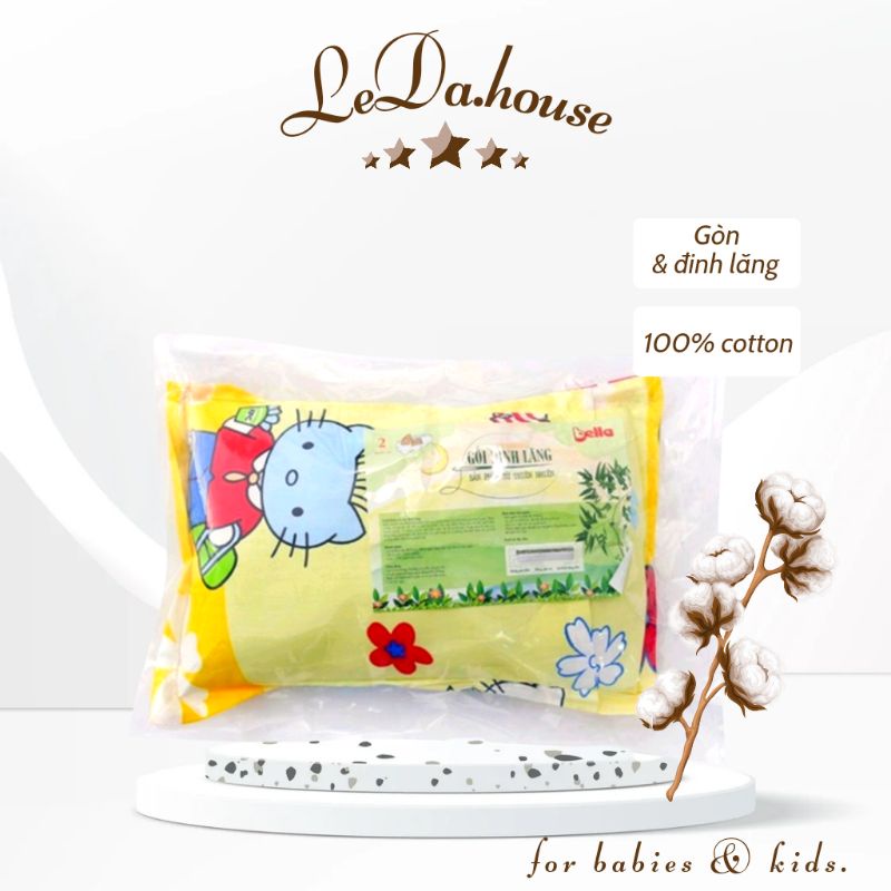 Gối đinh lăng cho bé giúp bé ngủ ngon, giảm giật mình, vỏ gối cotton Thắng Lợi mềm mát